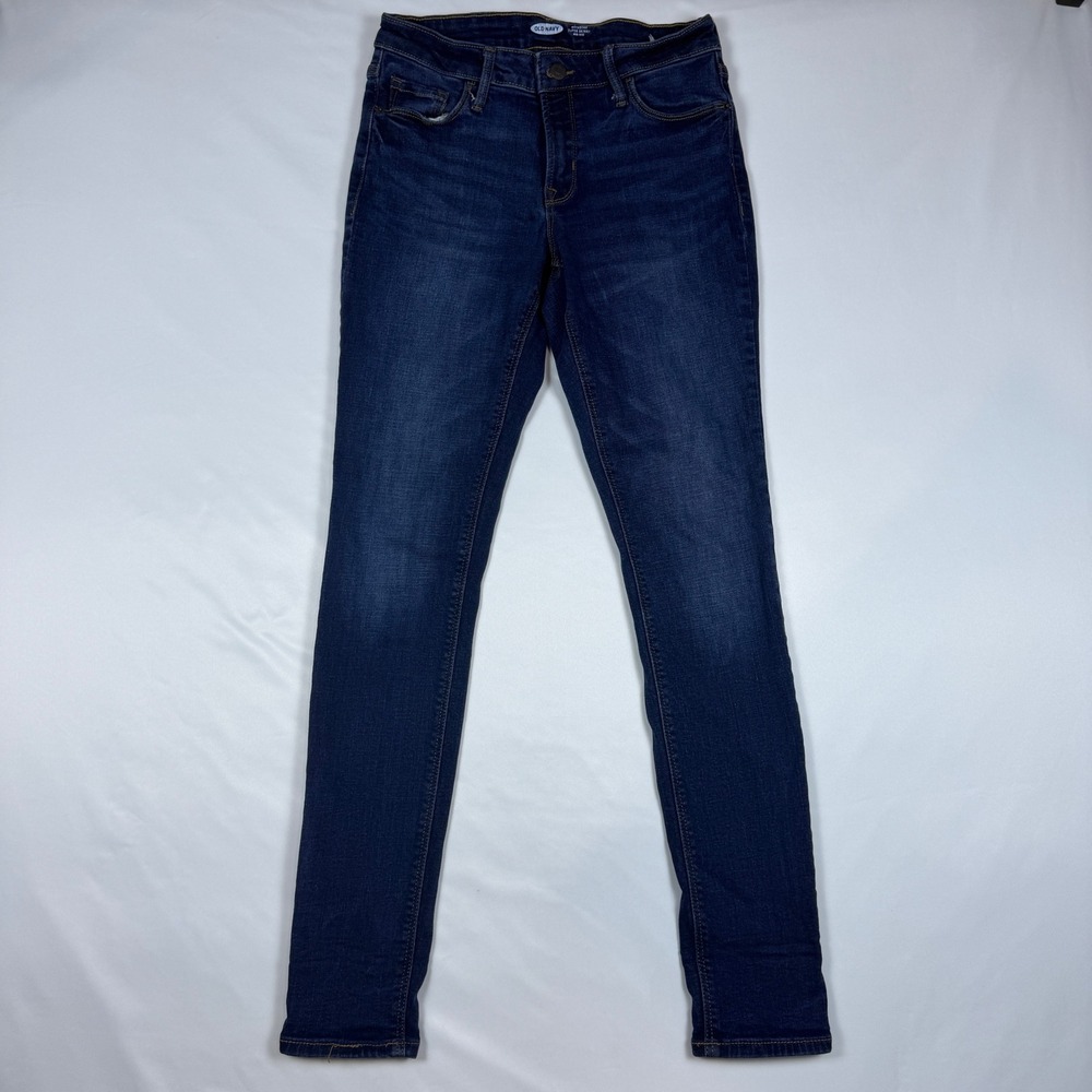 Old Navy Rockstar Super Skinny Jeans Womens 6 Long Dark Indigo Mid-Rise Stretch